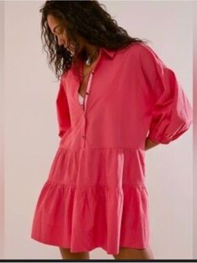 Free People coral Misha tunic mini dress sz XS